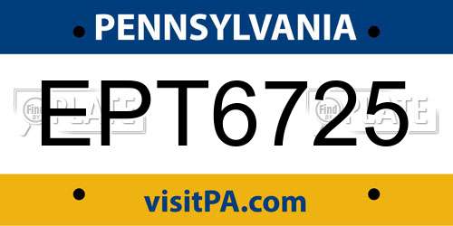 EPT6725 Pennsylvania License Plate