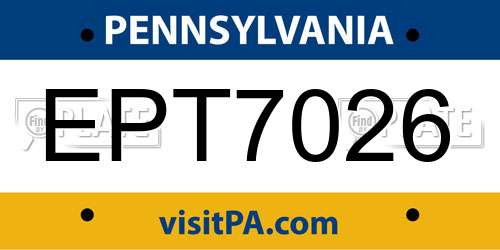 EPT7026 Pennsylvania License Plate