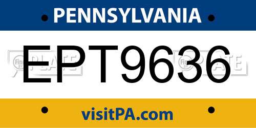 EPT9636 Pennsylvania License Plate