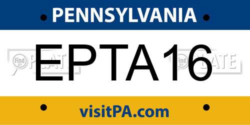EPTA16 Pennsylvania License Plate