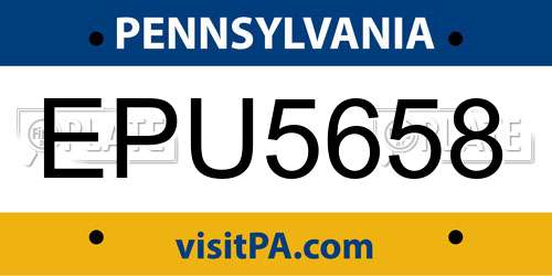 EPU5658 Pennsylvania License Plate