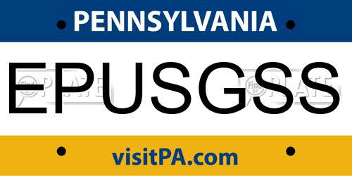 EPUSGSS Pennsylvania License Plate