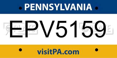 EPV5159 Pennsylvania License Plate