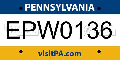 EPW0136 Pennsylvania License Plate