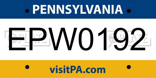 EPW0192 Pennsylvania License Plate