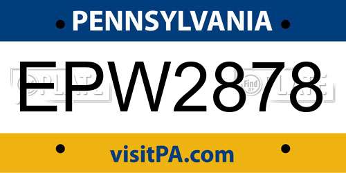 EPW2878 Pennsylvania License Plate