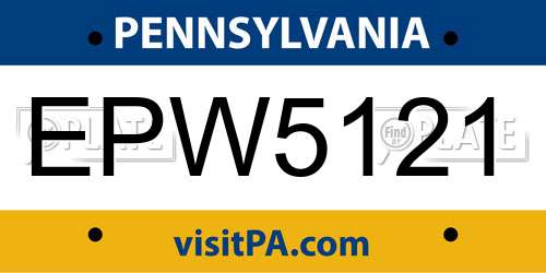 EPW5121 Pennsylvania License Plate
