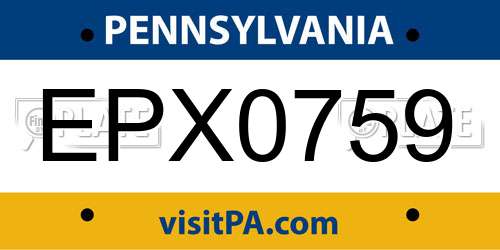 EPX0759 Pennsylvania License Plate