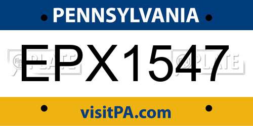 EPX1547 Pennsylvania License Plate
