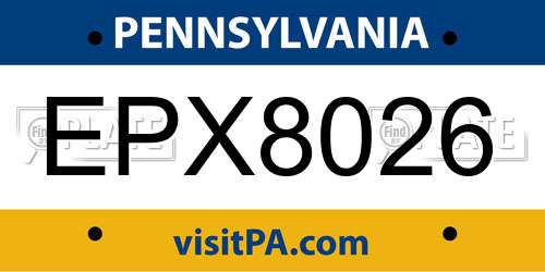 EPX8026 Pennsylvania License Plate