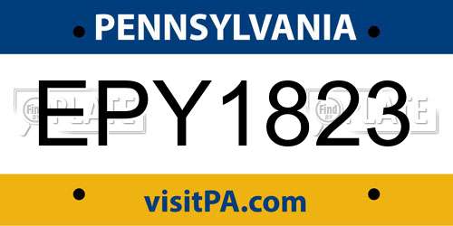 EPY1823 Pennsylvania License Plate