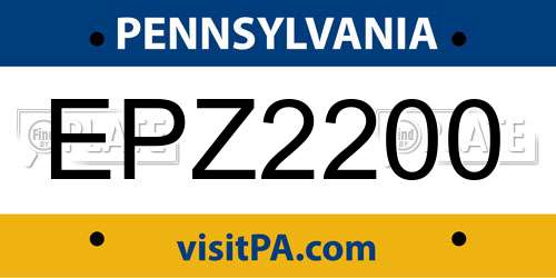 EPZ2200 Pennsylvania License Plate