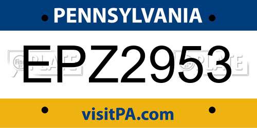 EPZ2953 Pennsylvania License Plate