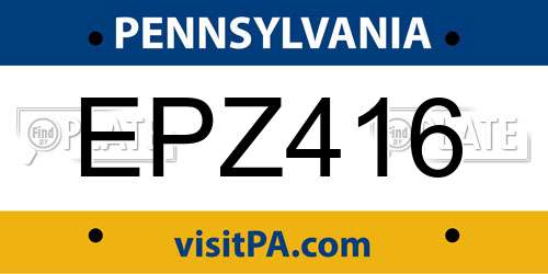 EPZ416 Pennsylvania License Plate