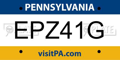 EPZ41G Pennsylvania License Plate