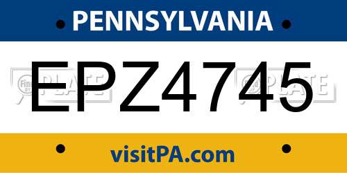 EPZ4745 Pennsylvania License Plate