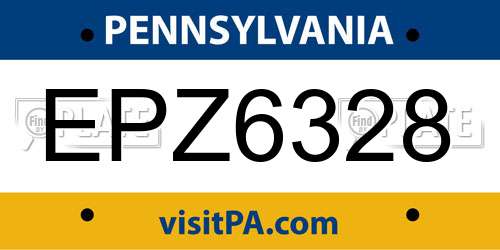 EPZ6328 Pennsylvania License Plate