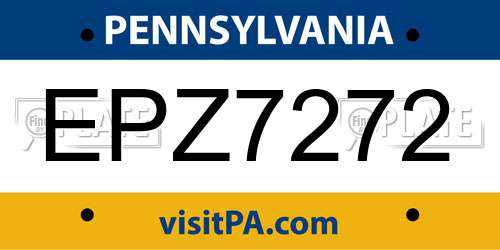 EPZ7272 Pennsylvania License Plate