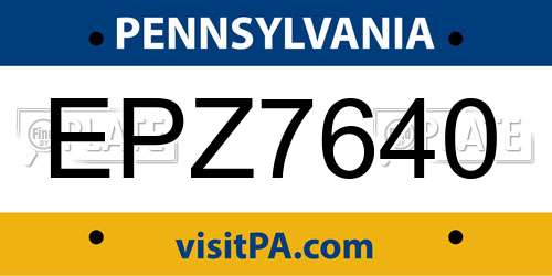 EPZ7640 Pennsylvania License Plate