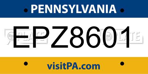 EPZ8601 Pennsylvania License Plate