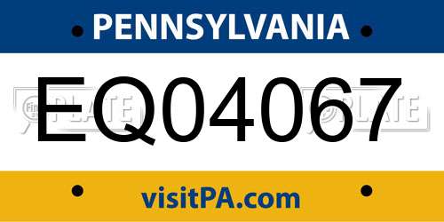 EQ04067 Pennsylvania License Plate