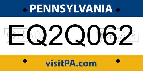 EQ2Q062 Pennsylvania License Plate
