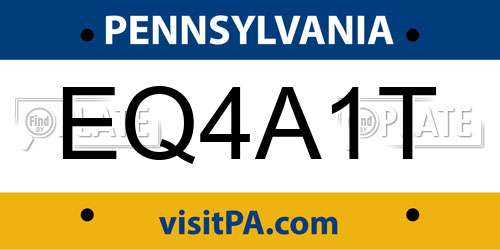 EQ4A1T Pennsylvania License Plate