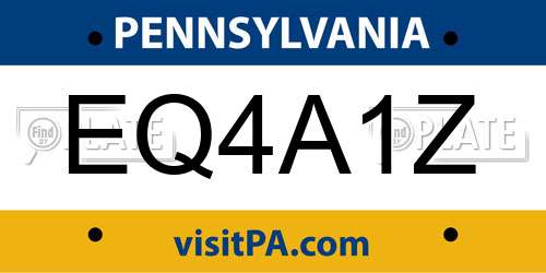 EQ4A1Z Pennsylvania License Plate