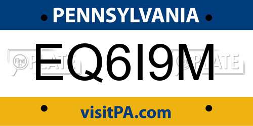 EQ6I9M Pennsylvania License Plate