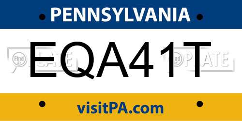 EQA41T Pennsylvania License Plate