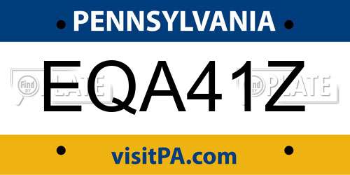 EQA41Z Pennsylvania License Plate