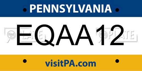 EQAA12 Pennsylvania License Plate