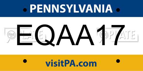 EQAA17 Pennsylvania License Plate