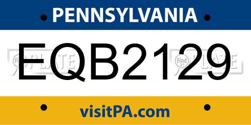 EQB2129 Pennsylvania License Plate