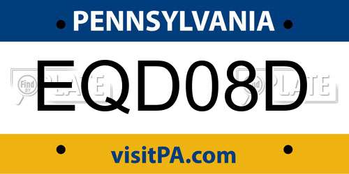 EQD08D Pennsylvania License Plate