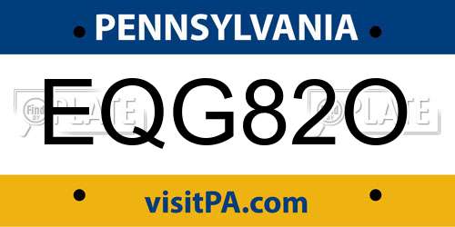 EQG82O Pennsylvania License Plate