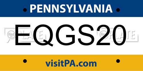 EQGS20 Pennsylvania License Plate