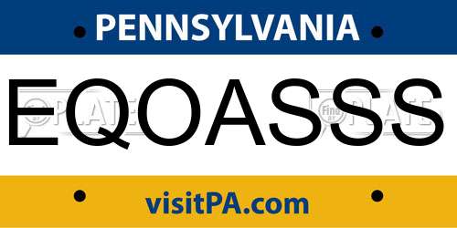 EQOASSS Pennsylvania License Plate