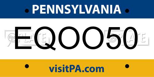 EQOO50 Pennsylvania License Plate