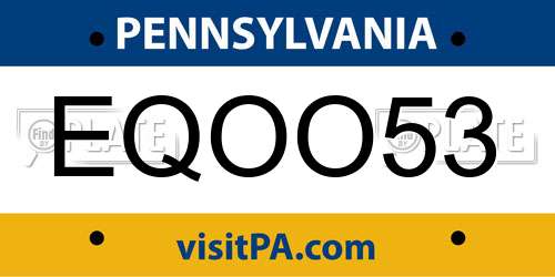 EQOO53 Pennsylvania License Plate