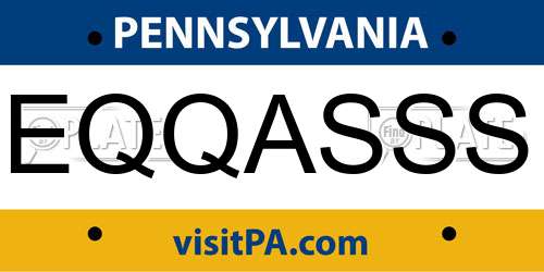 EQQASSS Pennsylvania License Plate