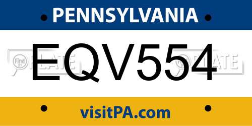 EQV554 Pennsylvania License Plate