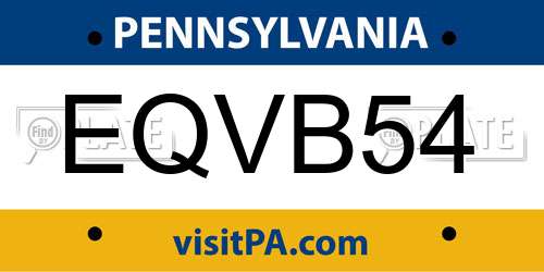 EQVB54 Pennsylvania License Plate