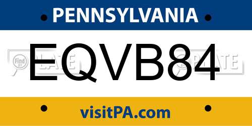 EQVB84 Pennsylvania License Plate