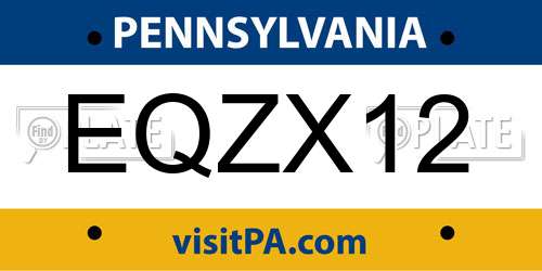 EQZX12 Pennsylvania License Plate
