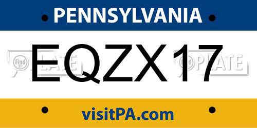 EQZX17 Pennsylvania License Plate