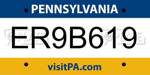 ER9B619 Pennsylvania License Plate