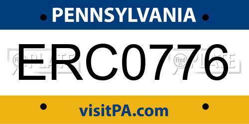 ERC0776 Pennsylvania License Plate