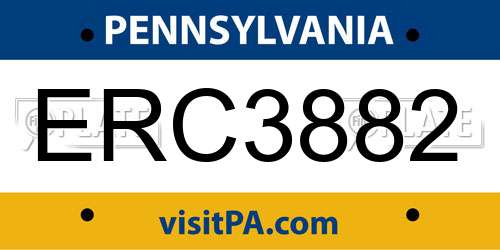 ERC3882 Pennsylvania License Plate