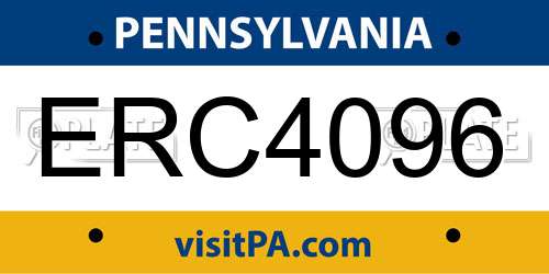 ERC4096 Pennsylvania License Plate